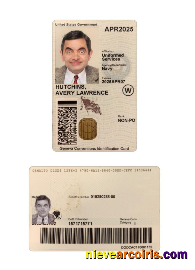 USA Geneva Conventions ID card